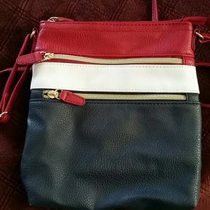 Crossbody red white and blue purse